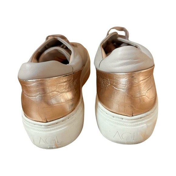 AGL Leather Platform Sneakers Blush Pink Casual Attilio Giusti Leombruni Sz 40.5 - Picture 6 of 16